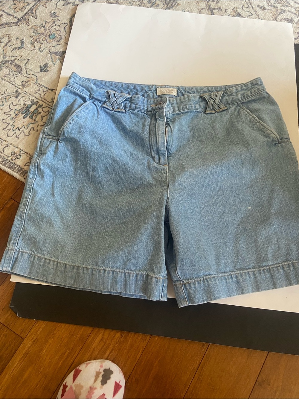 Christopher & Banks Light Blue Denim Shorts with Woven Waist Detail